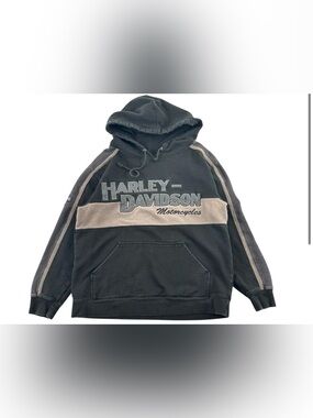 vintage two-tone Harley-Davidson Motorcycles embroidered colorblock hoodie XL